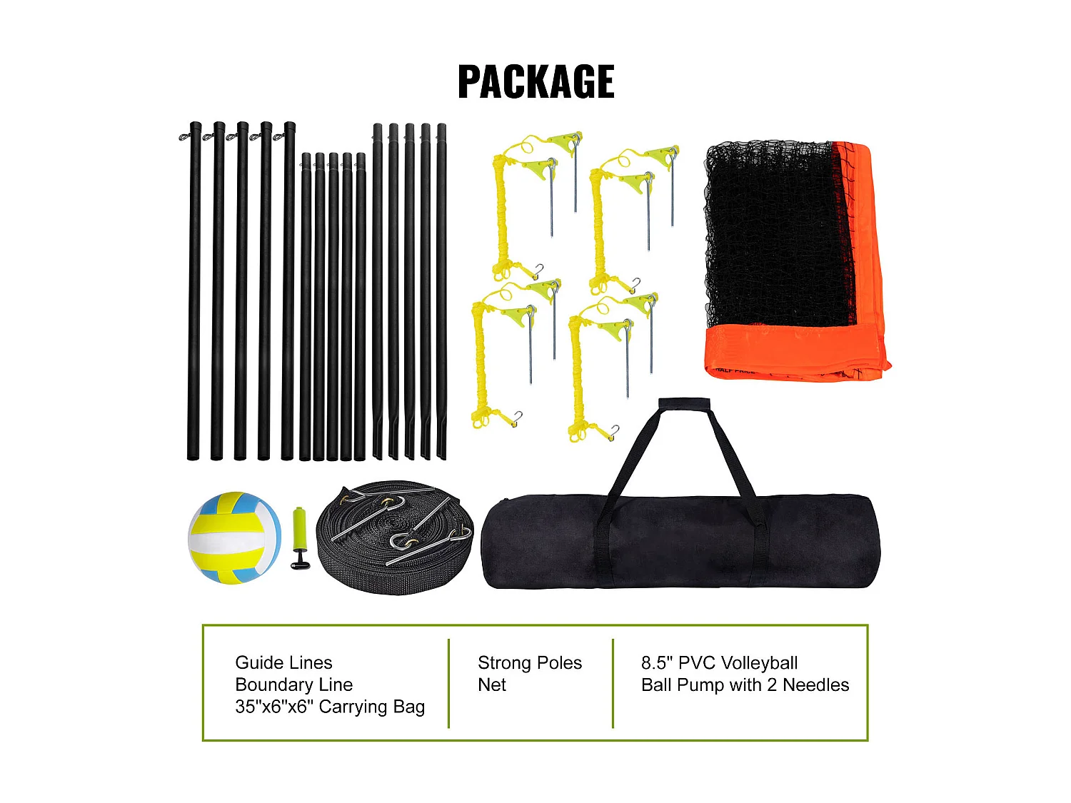 Filet de Badminton, SucceBuy Ensemble de Filet de Volley-ball Réglable à 4 Positions avec Ballon et Sac