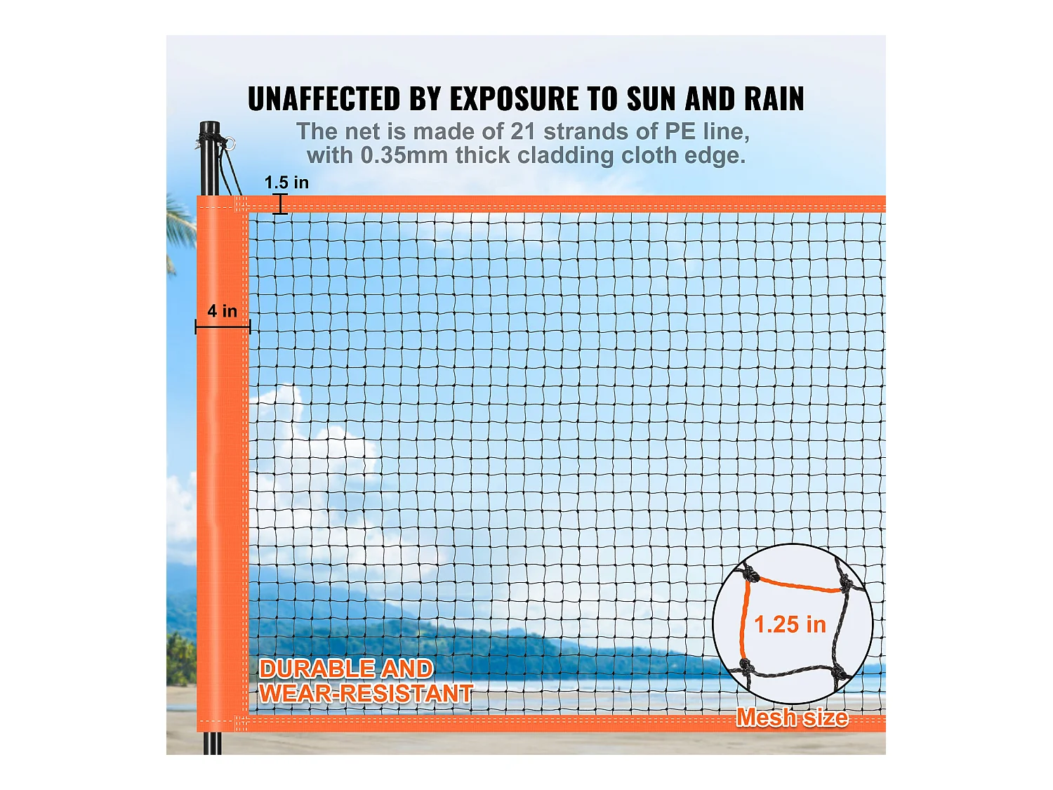 Filet de Badminton, SucceBuy Ensemble de Volley-ball et de Badminton d'Extérieur, Filet Portable, Hauteur Réglable