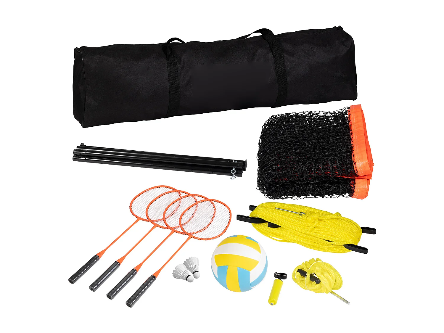 Filet de Badminton, SucceBuy Ensemble de Volley-ball et de Badminton d'Extérieur, Filet Portable, Hauteur Réglable