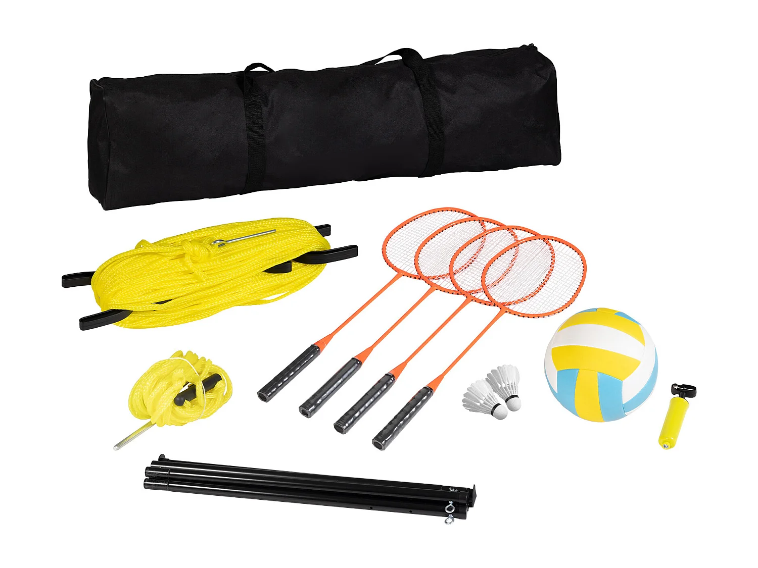 Filet de Badminton, SucceBuy Ensemble de Volley-ball et de Badminton d'Extérieur, Filet Portable, Hauteur Réglable