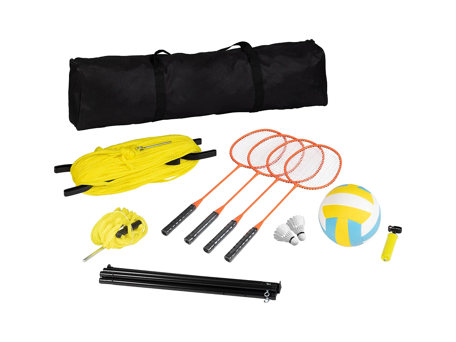 Filet de Badminton, SucceBuy Ensemble de Volley-ball et de Badminton d'Extérieur, Filet Portable, Hauteur Réglable