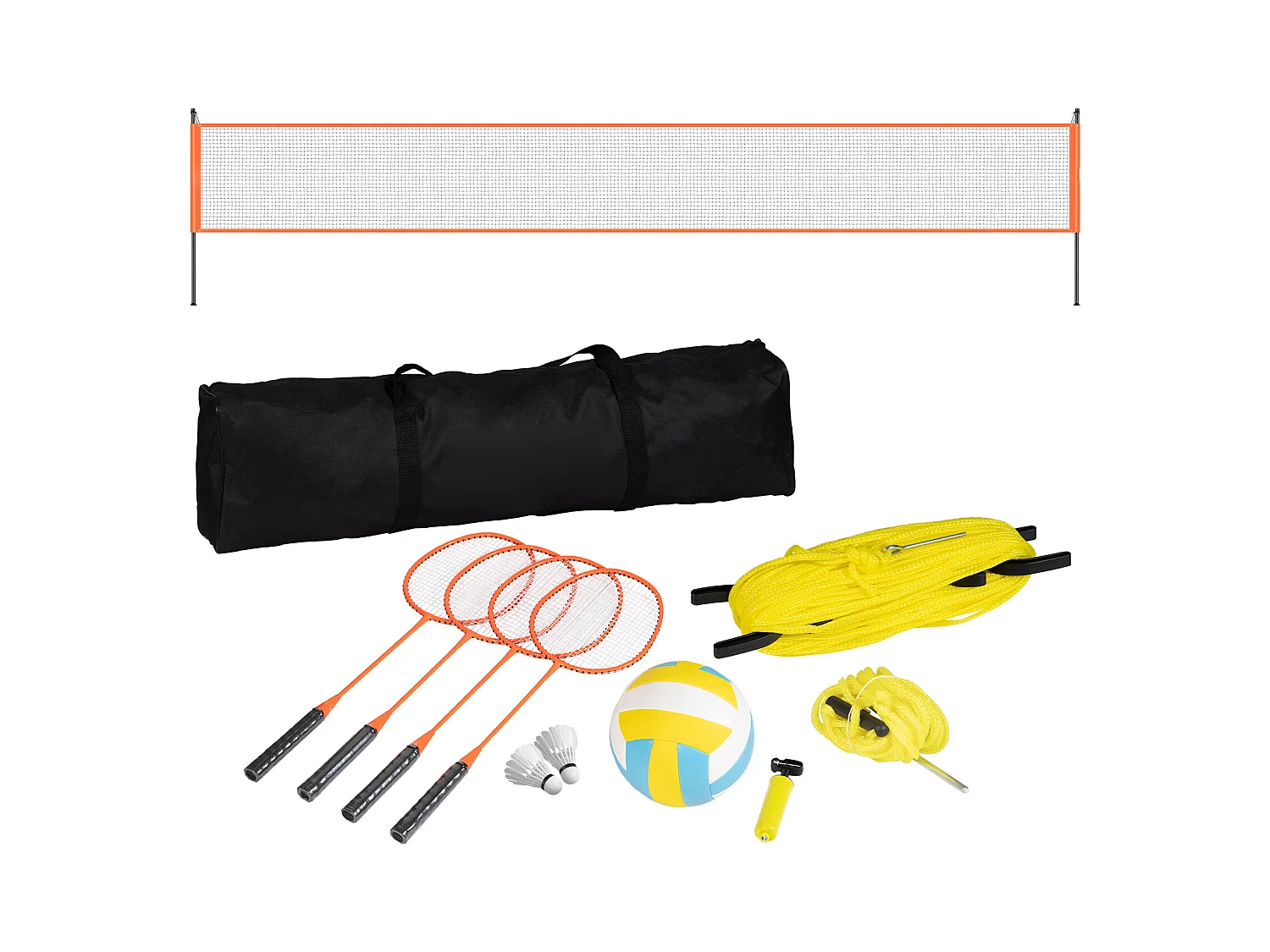 Filet de Badminton, SucceBuy Ensemble de Volley-ball et de Badminton d'Extérieur, Filet Portable, Hauteur Réglable