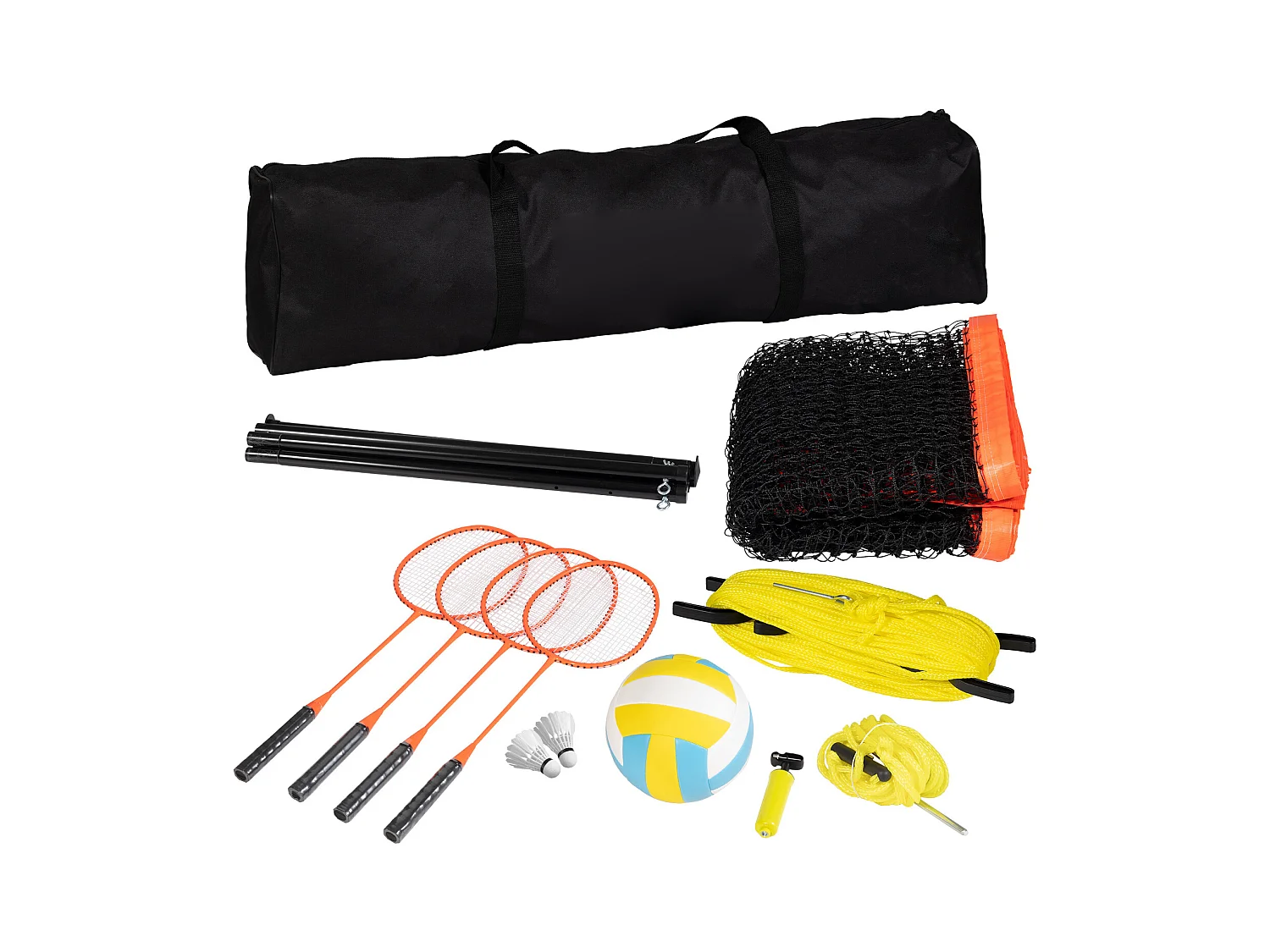 Filet de Badminton, SucceBuy Ensemble de Volley-ball et de Badminton d'Extérieur, Filet Portable, Hauteur Réglable