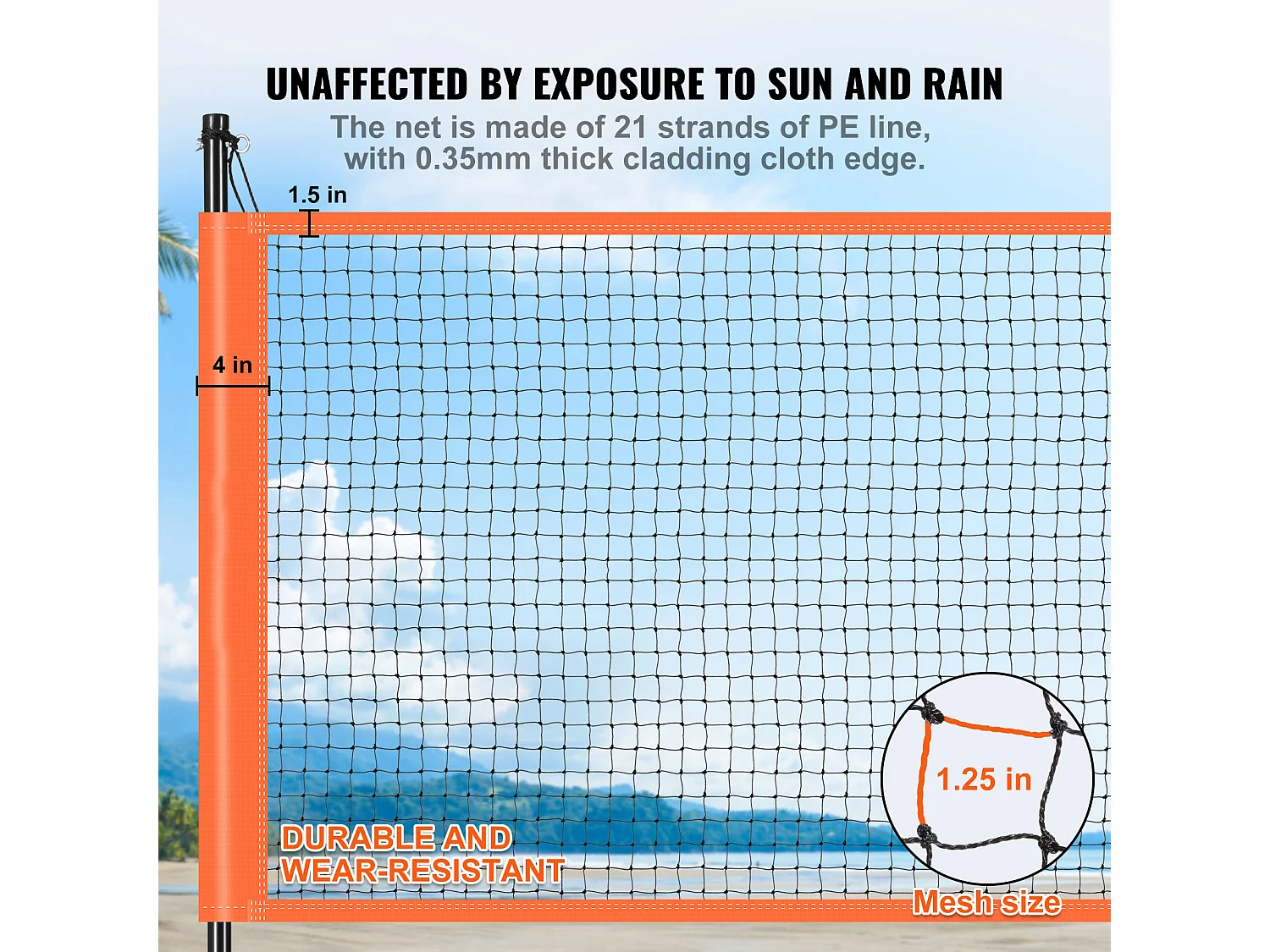 Filet de Badminton, SucceBuy Ensemble de Volley-ball et de Badminton d'Extérieur, Filet Portable, Hauteur Réglable