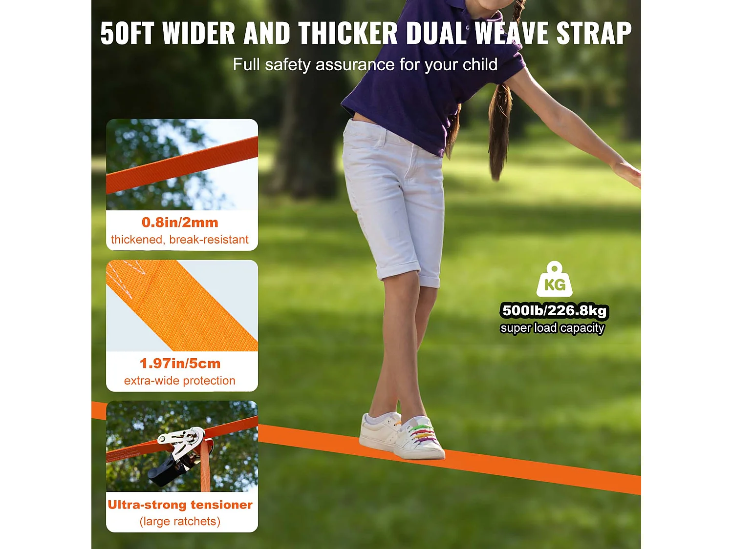 Ninja Warrior Obstakel parcours SucceBuy, 3 x 127 cm voor Kinderen, 10 Obstakels, Buiten-Slackline