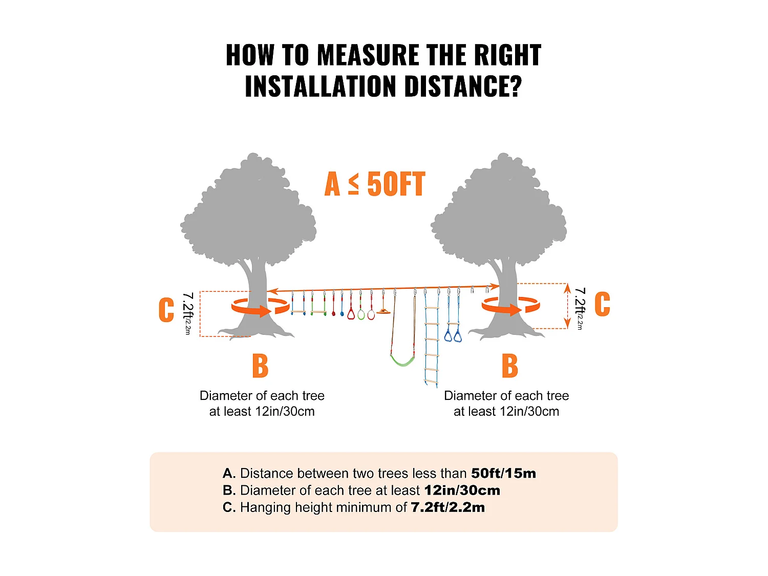 Ninja Warrior Obstakel parcours SucceBuy, 3 x 127 cm voor Kinderen, 10 Obstakels, Buiten-Slackline