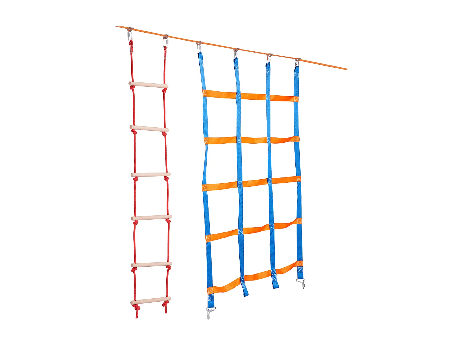 Ninja Warrior Obstakel parcours SucceBuy, 3 x 127 cm voor Kinderen, 10 Obstakels, Buiten-Slackline