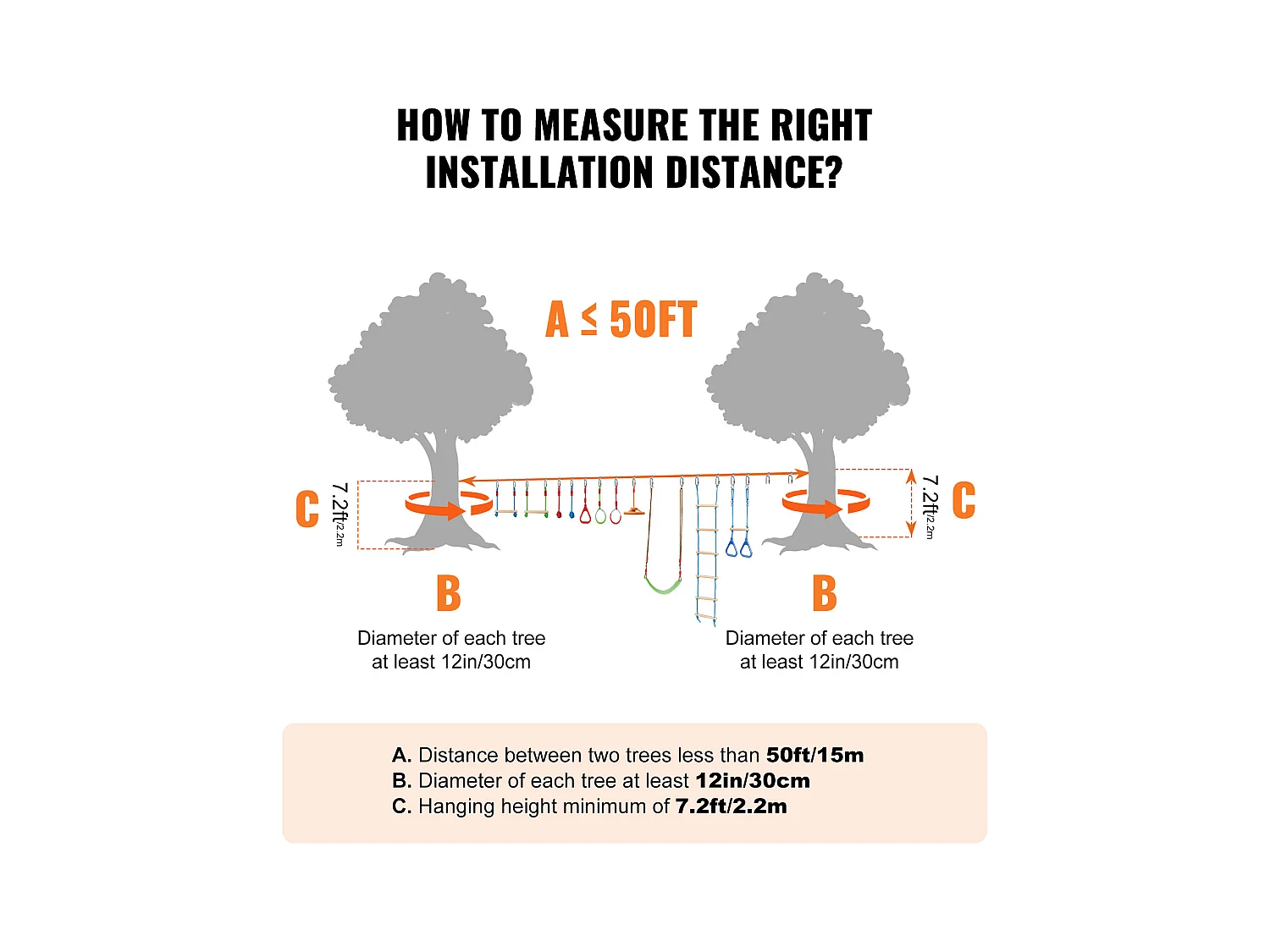 Parcours d’Obstacles  Ninja Warrior SucceBuy, 5 x 127 cm pour Enfants, 12 Obstacles, Slackline Extérieur