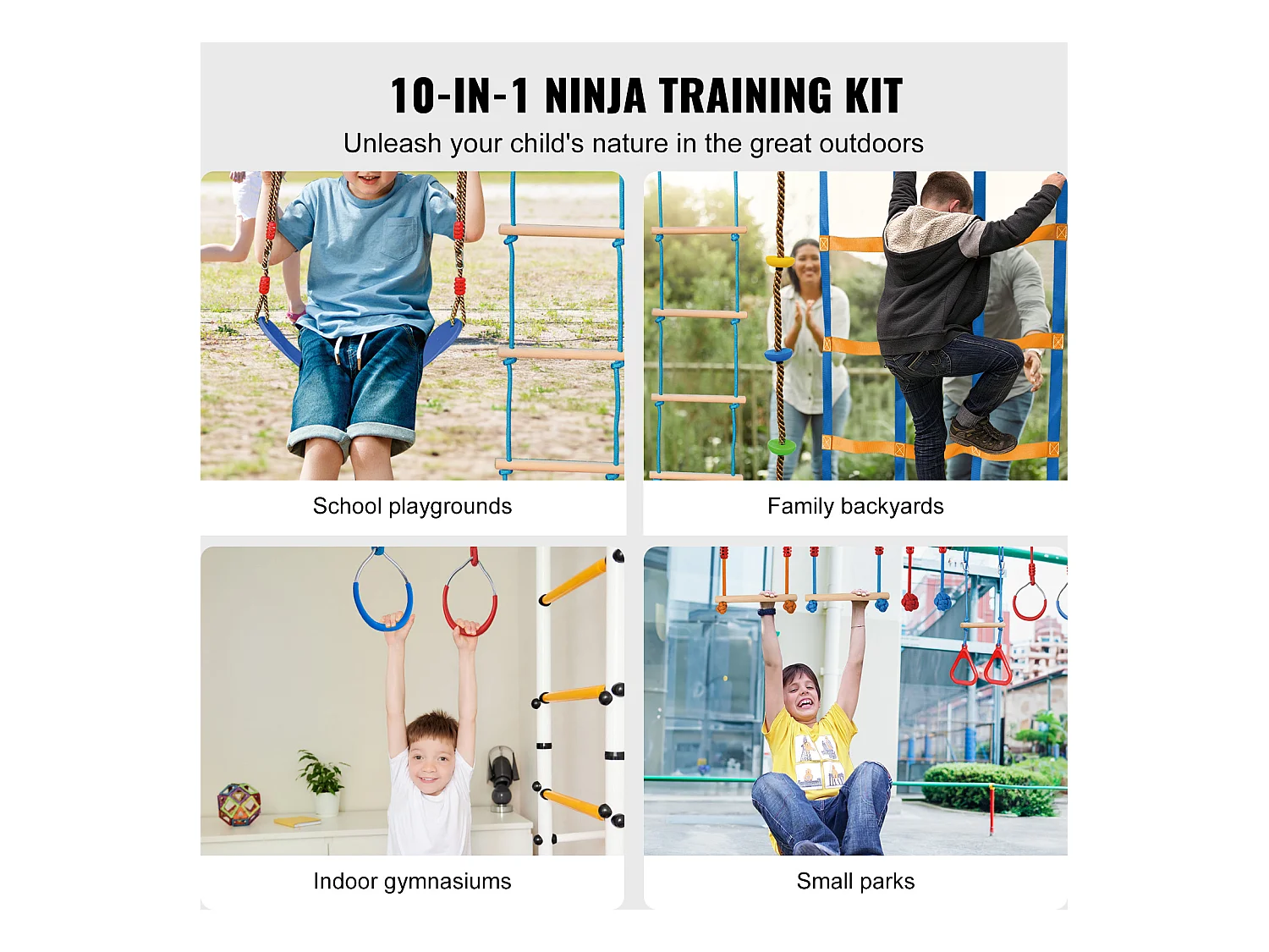 Trasa Przełęzienia Ninja Warrior SucceBuy, 5 x152 cm cm dla Dzieci, 14 Przełomu, Slackline Na Zewnątrz