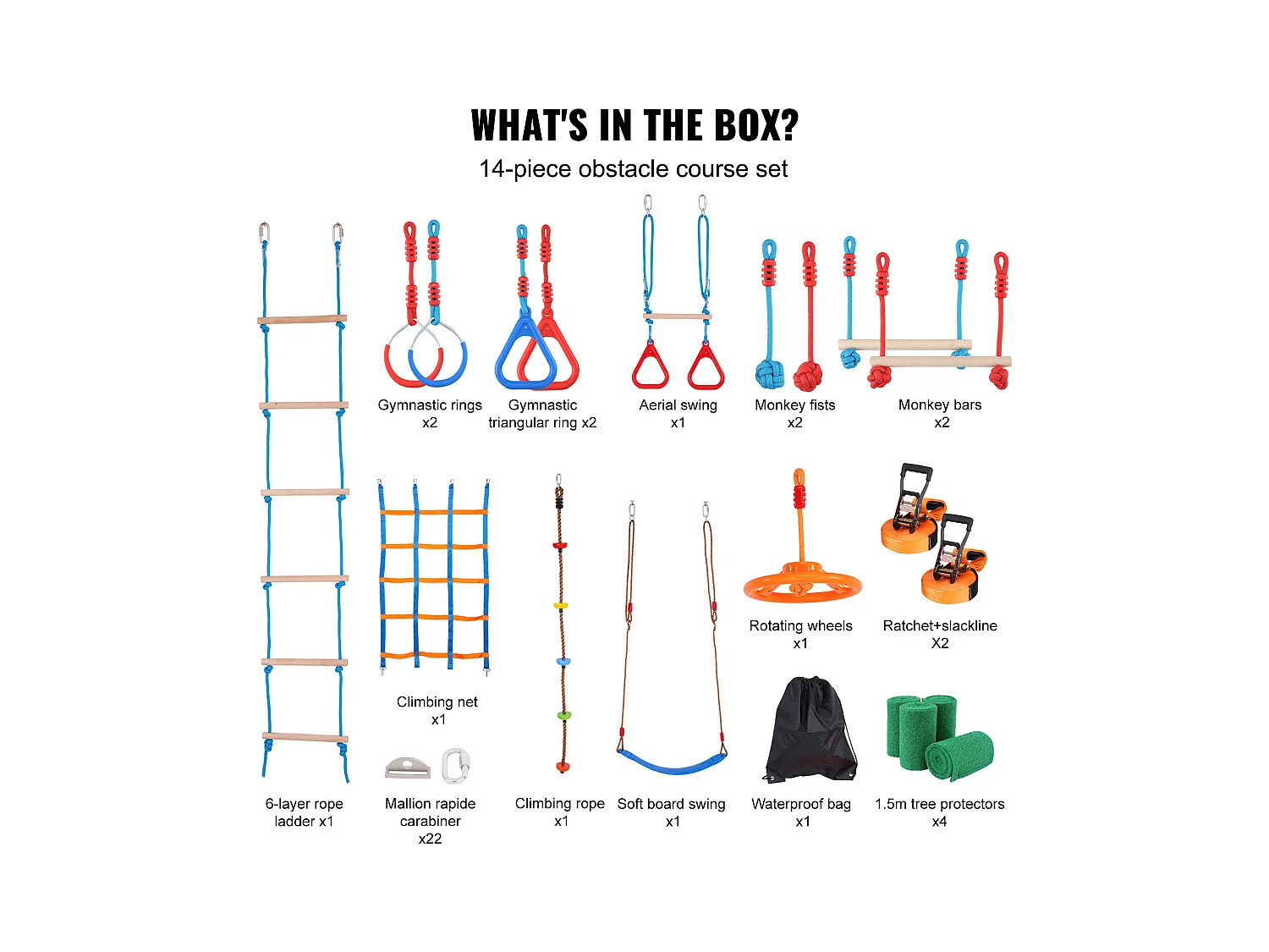 Trasa Przełęzienia Ninja Warrior SucceBuy, 5 x152 cm cm dla Dzieci, 14 Przełomu, Slackline Na Zewnątrz