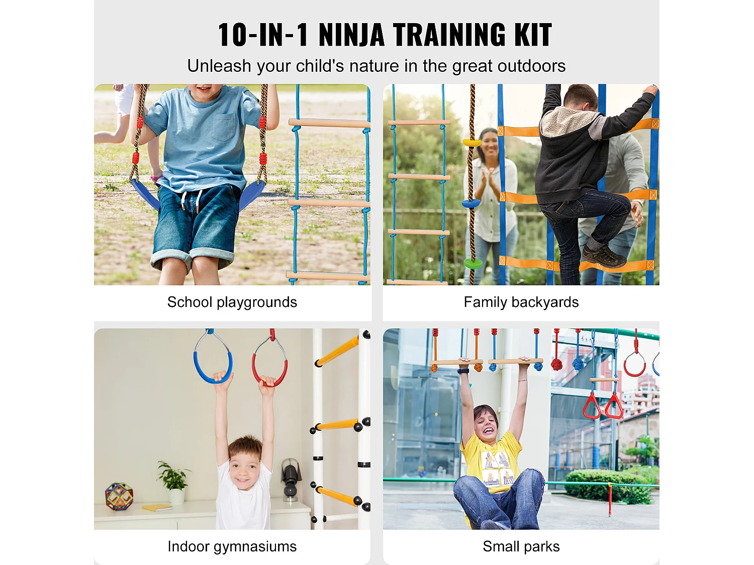 Trasa Przełęzienia Ninja Warrior SucceBuy, 5 x152 cm cm dla Dzieci, 14 Przełomu, Slackline Na Zewnątrz