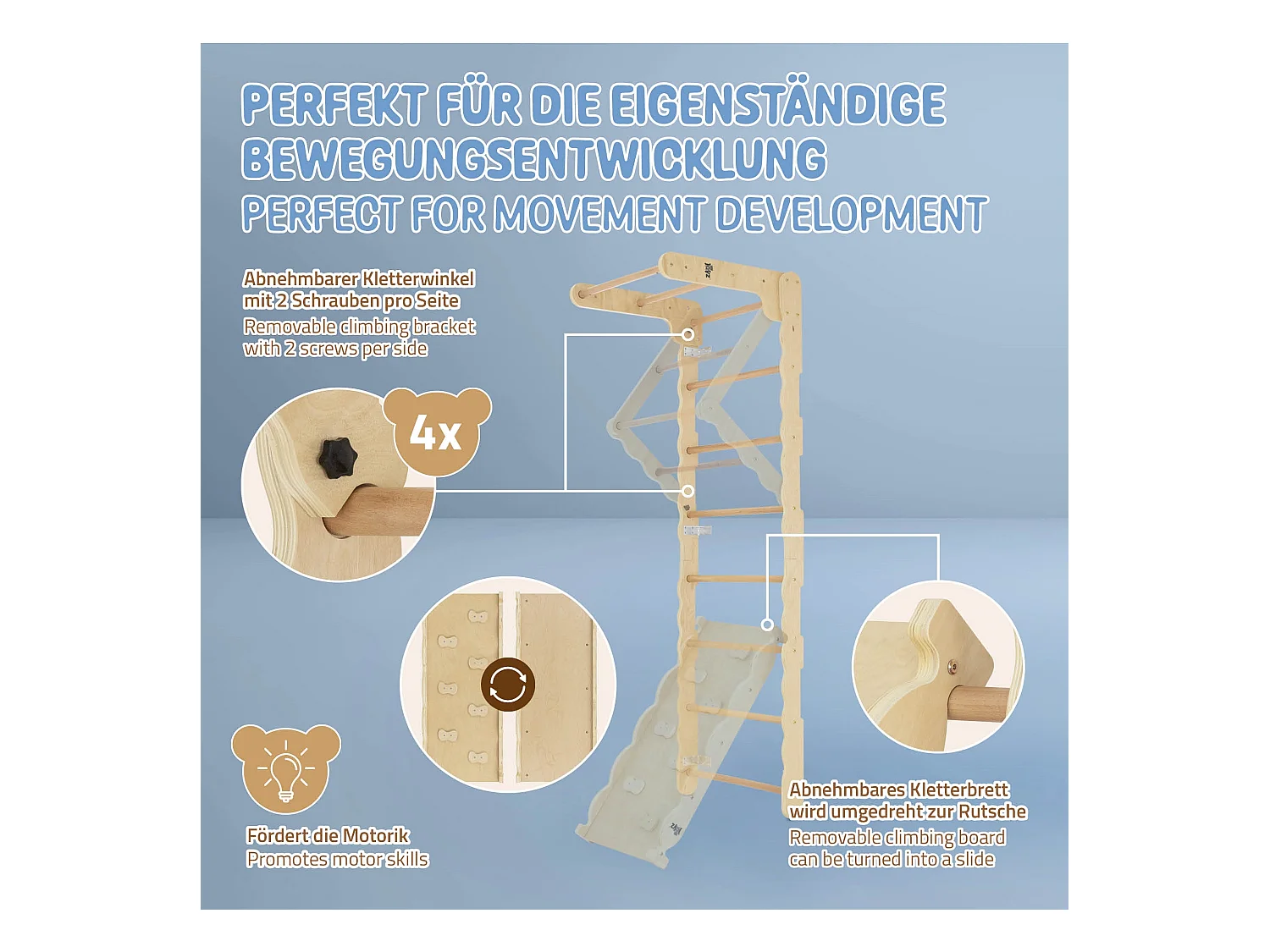 Joyz Recódromo de interior 6en1 con barras de pared, tabla de escalada y deslizamiento ángulo de escalar, poste de gimnasia, columpio y escalera