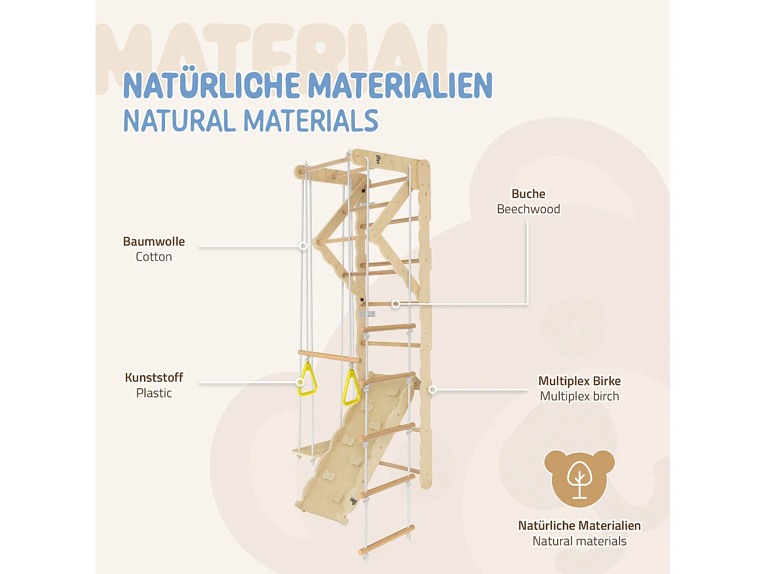 Joyz Recódromo de interior 6en1 con barras de pared, tabla de escalada y deslizamiento ángulo de escalar, poste de gimnasia, columpio y escalera