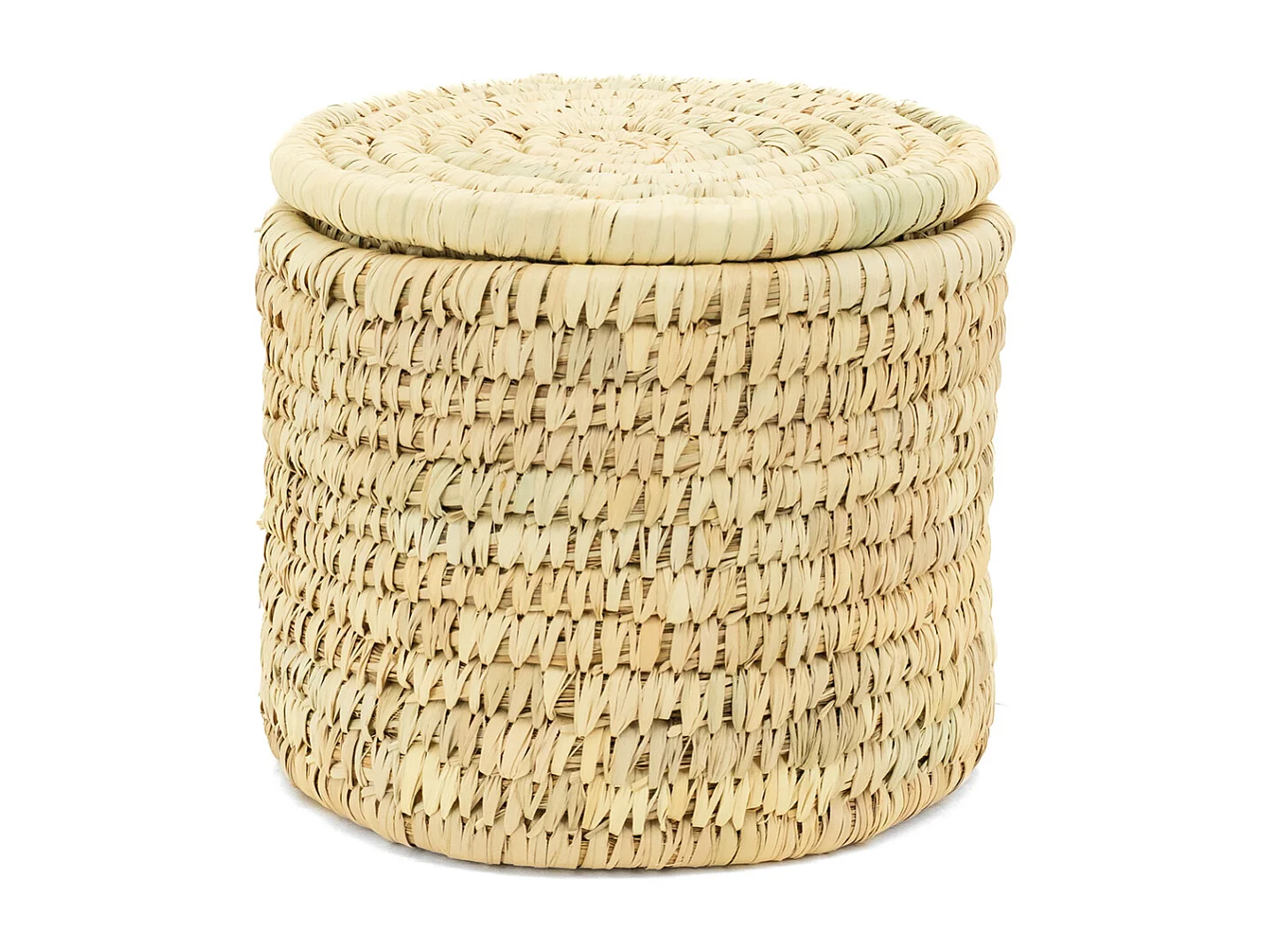 Ensemble panier à linge en jonc naturel avec couvercle et corbeilles assorties