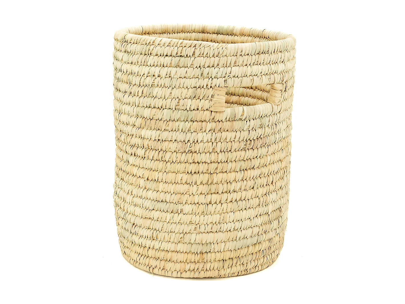 Ensemble panier à linge en jonc naturel avec couvercle et corbeilles assorties