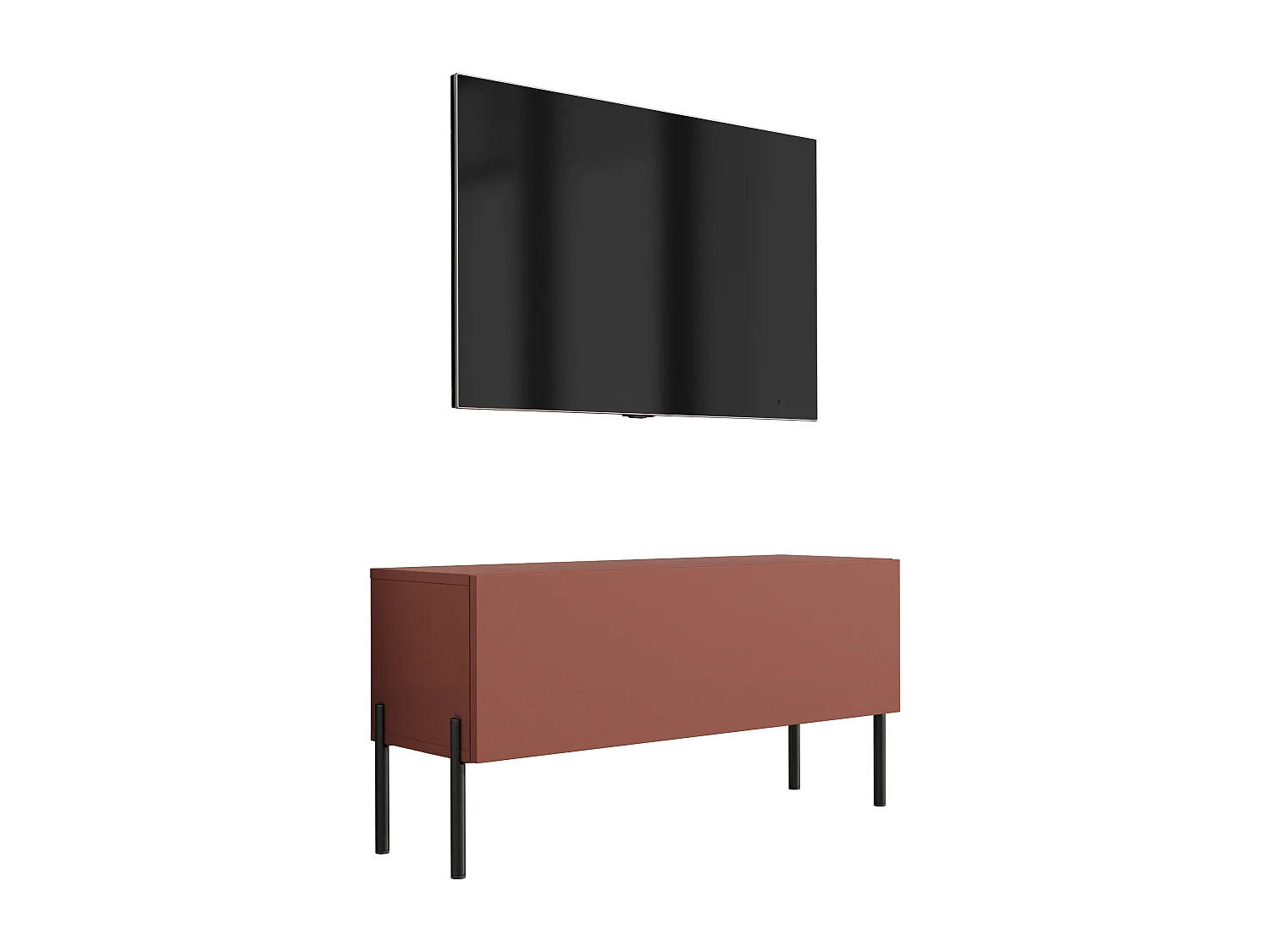 Mueble TV: Rojo ladrillo, 100 x 52 x 32 cm, patas negras