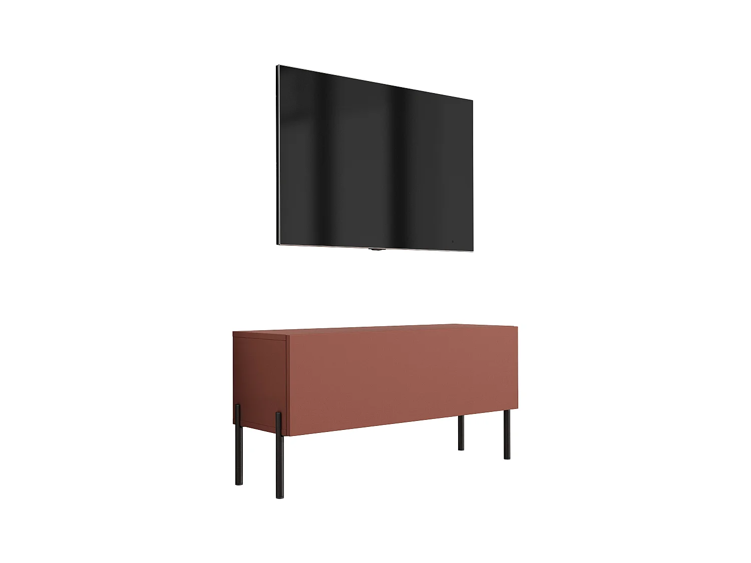 Mueble TV: Rojo ladrillo, 100 x 52 x 32 cm, patas negras