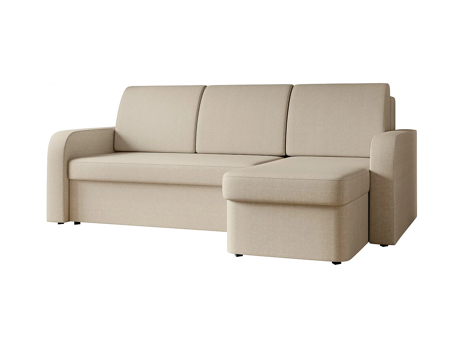 Canapé d'angle Rome 106, Brun clair, Fonction de couchage, Boîte de literie, 210x153x85cm