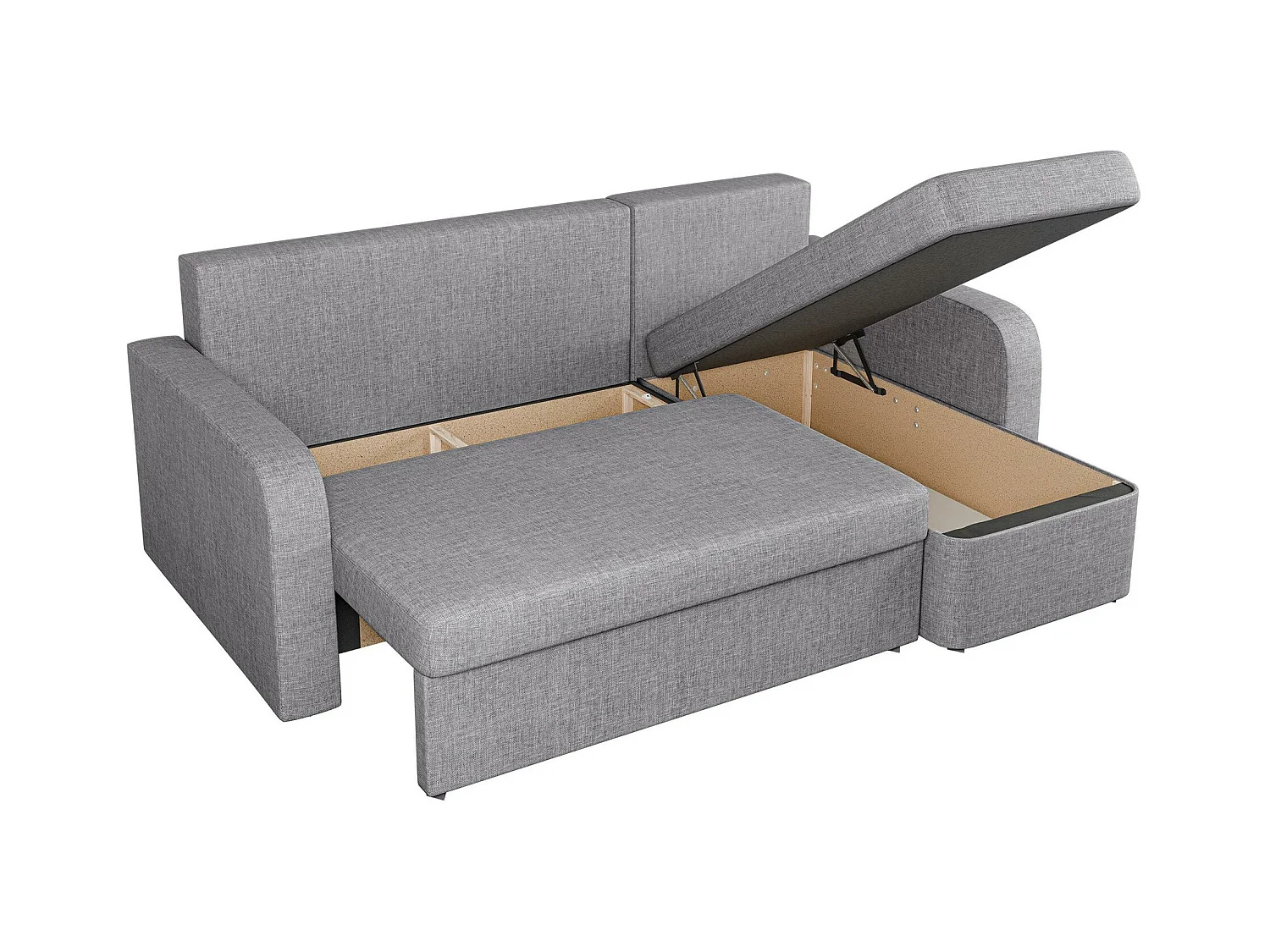 Canapé d'angle Rome 106, Brun clair, Fonction de couchage, Boîte de literie, 210x153x85cm