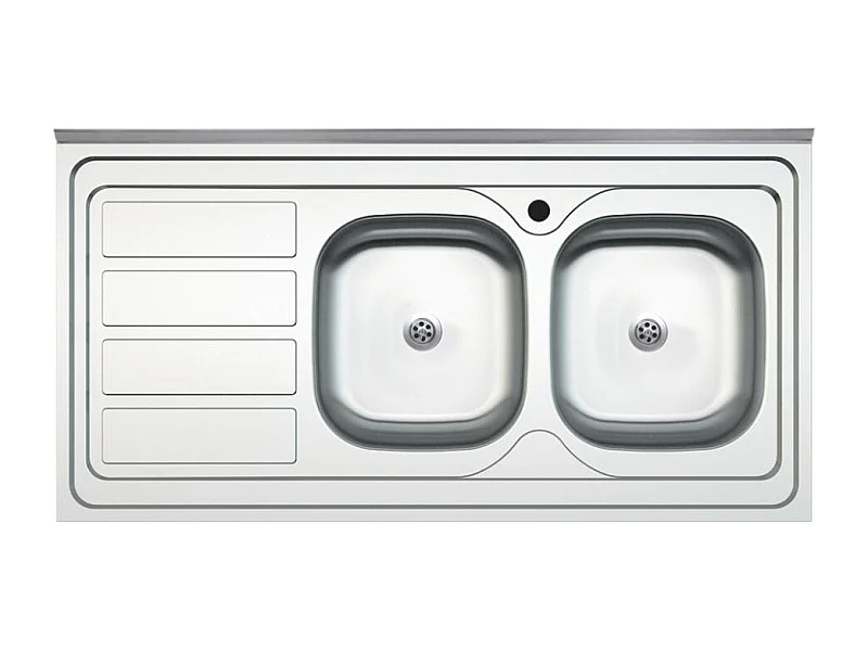 Lavello cucina da appoggio 120x60 due vasche con gocciolatoio sinistro SA46SX