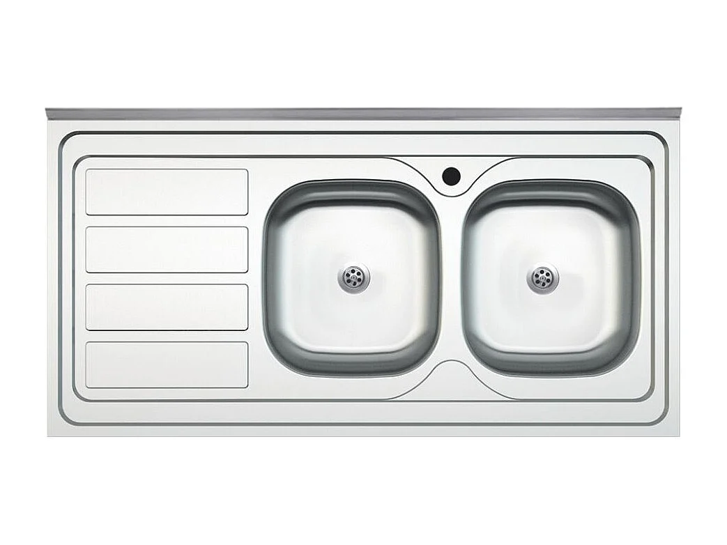 Lavello cucina da appoggio 120x60 due vasche con gocciolatoio sinistro SA46SX