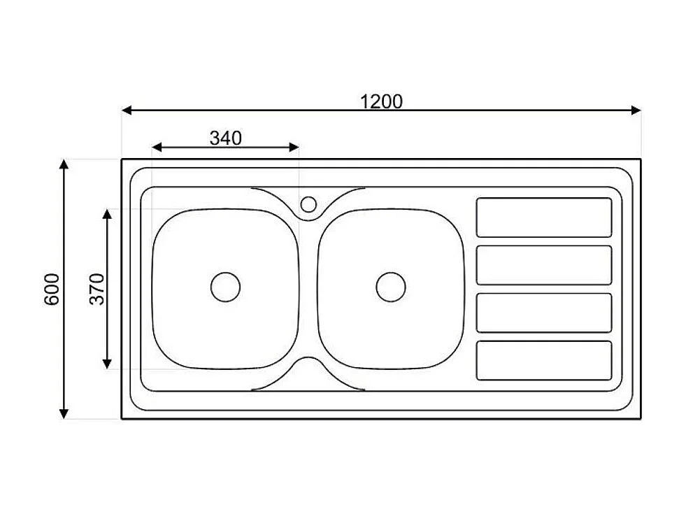 Lavello cucina da appoggio 120x60 due vasche con gocciolatoio sinistro SA46SX