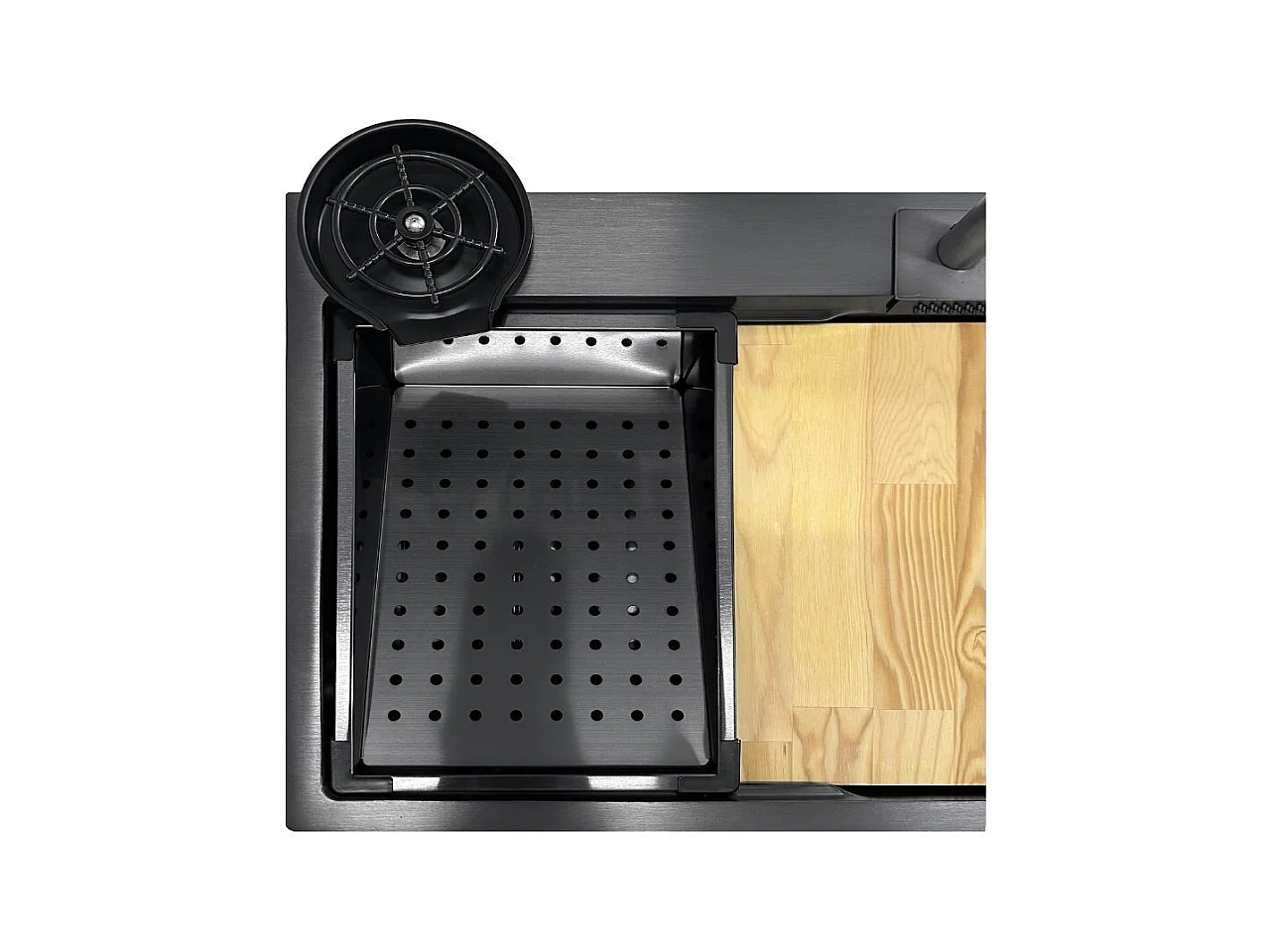 Lavello cucina da incasso una vasca 74x45x20H inox acciaio nero SA3541 con accessori