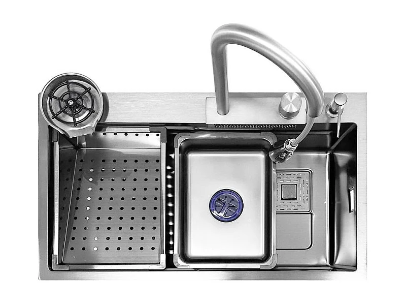 Lavello cucina da incasso una vasca 74x45x20H inox spazzolato SA3541 con accessori