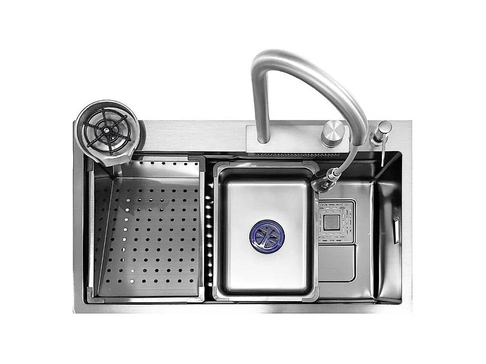 Lavello cucina da incasso una vasca 74x45x20H inox spazzolato SA3541 con accessori