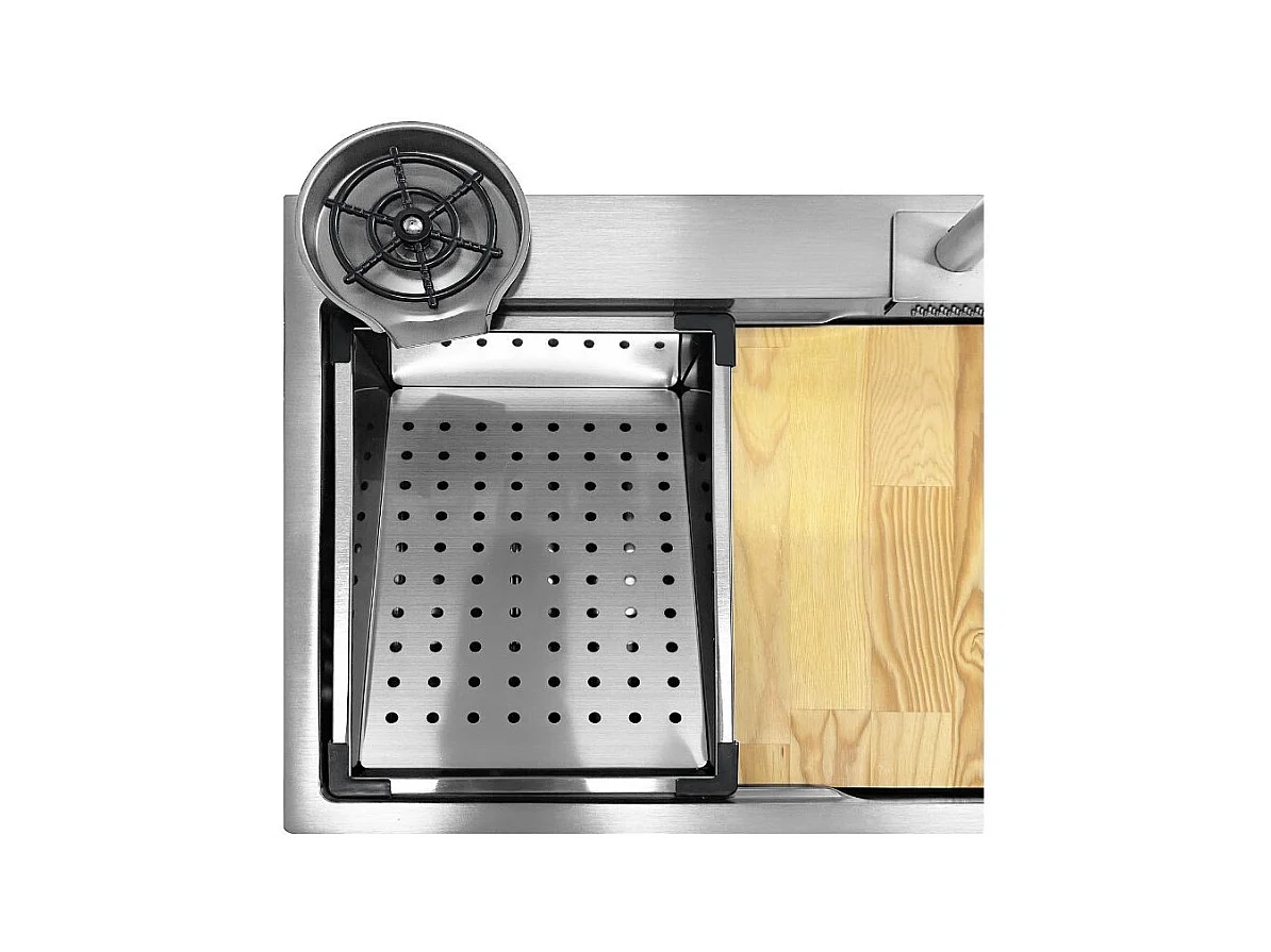 Lavello cucina da incasso una vasca 74x45x20H inox spazzolato SA3541 con accessori