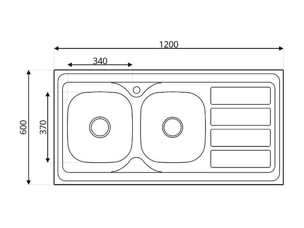 Lavello cucina da appoggio 120x60 due vasche con gocciolatoio destro SA46DX