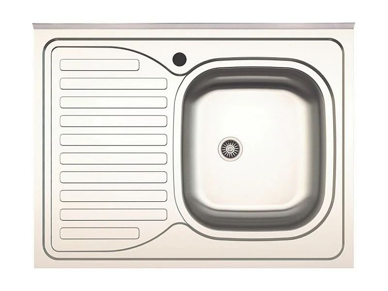Lavello cucina da appoggio 80x60 una vasca con gocciolatoio sinistro inox SA30SX
