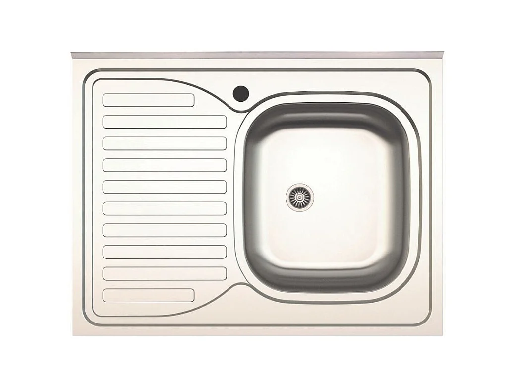 Lavello cucina da appoggio 80x60 una vasca con gocciolatoio sinistro inox SA30SX