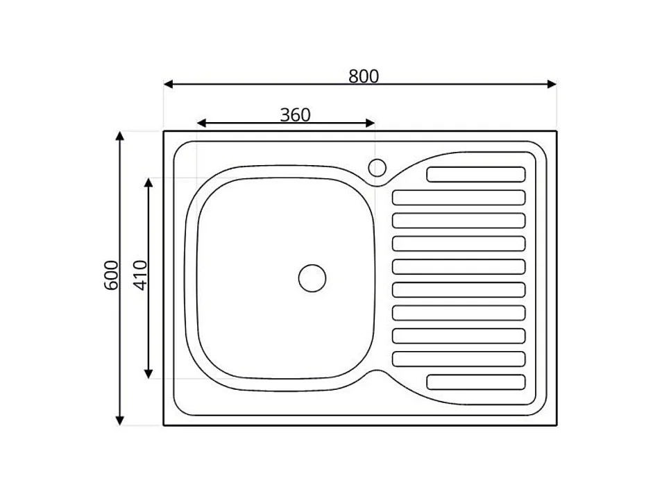 Lavello cucina da appoggio 80x60 una vasca con gocciolatoio sinistro inox SA30SX