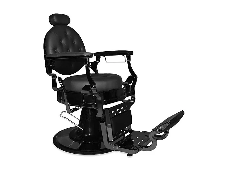 Poltrona da barbiere Ultron reclinabile in ecopelle nera e struttura nera