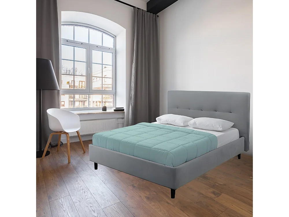 Letto matrimoniale con rete inclusa Snello tessuto colore grigio chiaro