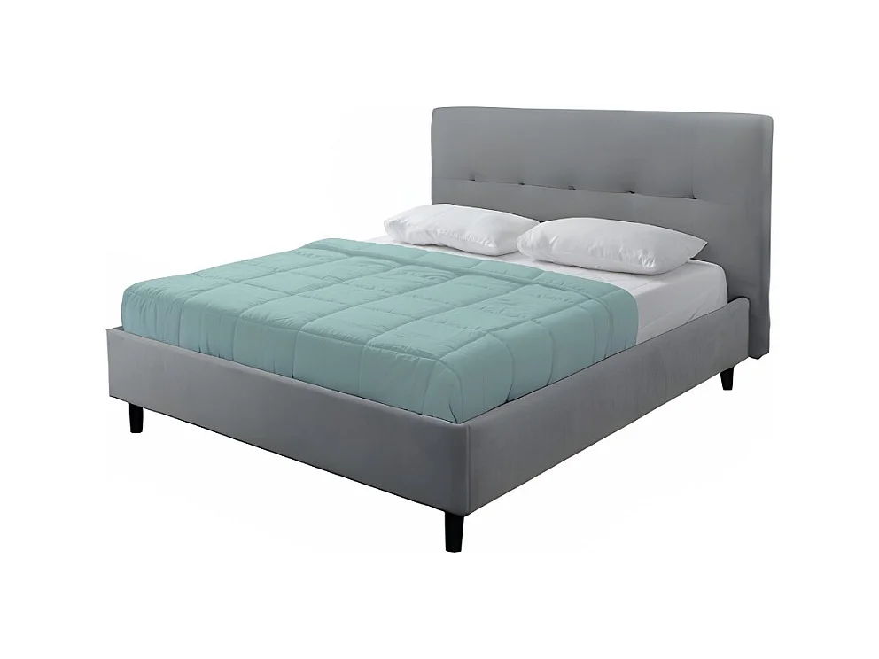 Letto matrimoniale con rete inclusa Snello tessuto colore grigio chiaro