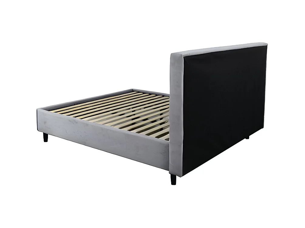 Letto matrimoniale con rete inclusa Snello tessuto colore grigio chiaro