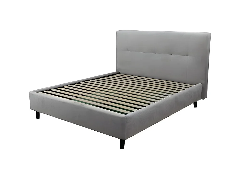 Letto matrimoniale con rete inclusa Snello tessuto colore grigio chiaro