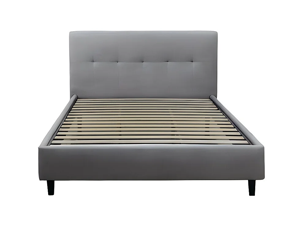 Letto matrimoniale con rete inclusa Snello tessuto colore grigio chiaro