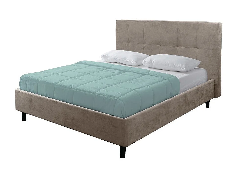 Letto matrimoniale con rete inclusa Snello tessuto colore tortora