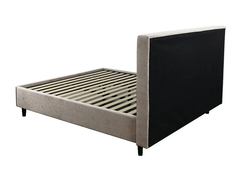 Letto matrimoniale con rete inclusa Snello tessuto colore tortora