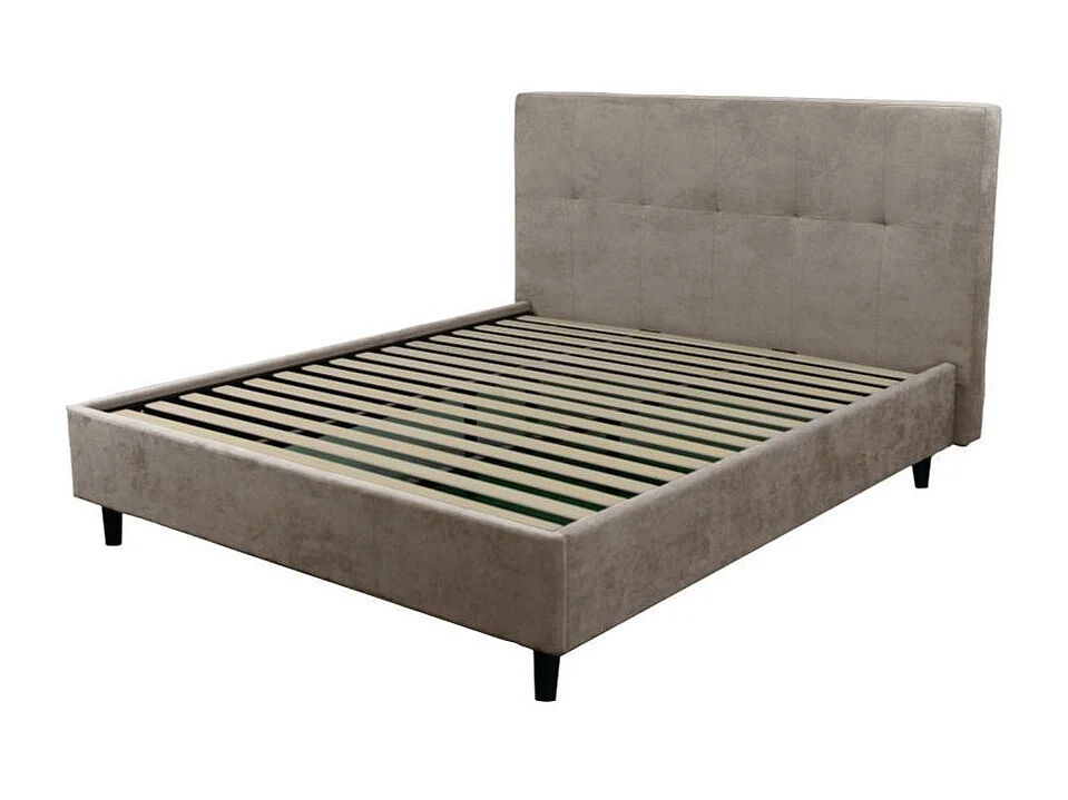 Letto matrimoniale con rete inclusa Snello tessuto colore tortora