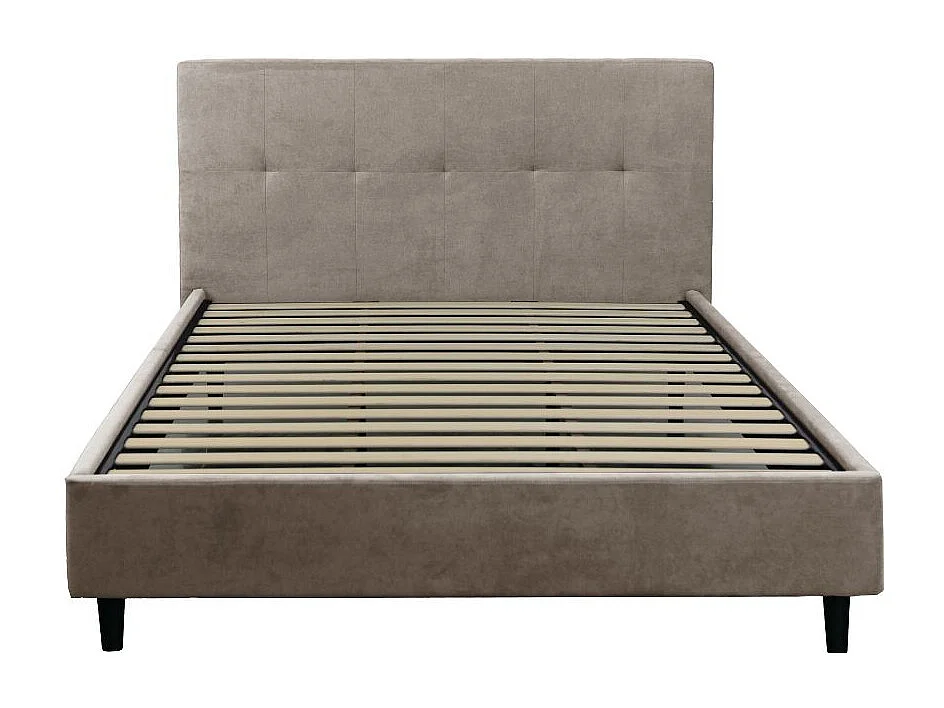 Letto matrimoniale con rete inclusa Snello tessuto colore tortora