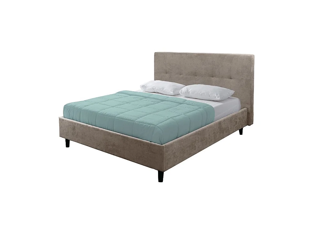 Letto matrimoniale con rete inclusa Snello tessuto colore tortora