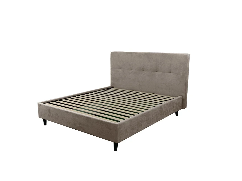 Letto matrimoniale con rete inclusa Snello tessuto colore tortora
