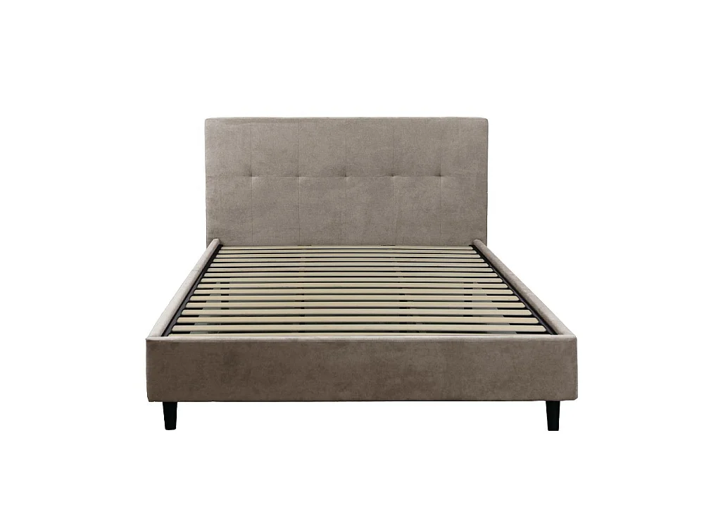 Letto matrimoniale con rete inclusa Snello tessuto colore tortora