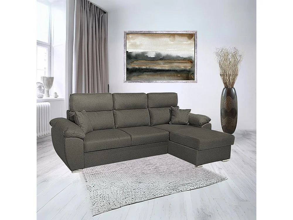 Divano con penisola contenitore grigio ComoII tessuto giulia9713