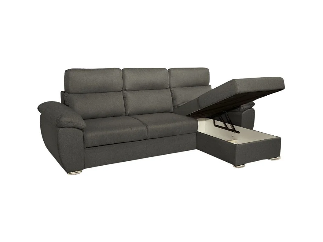 Divano con penisola contenitore grigio ComoII tessuto giulia9713