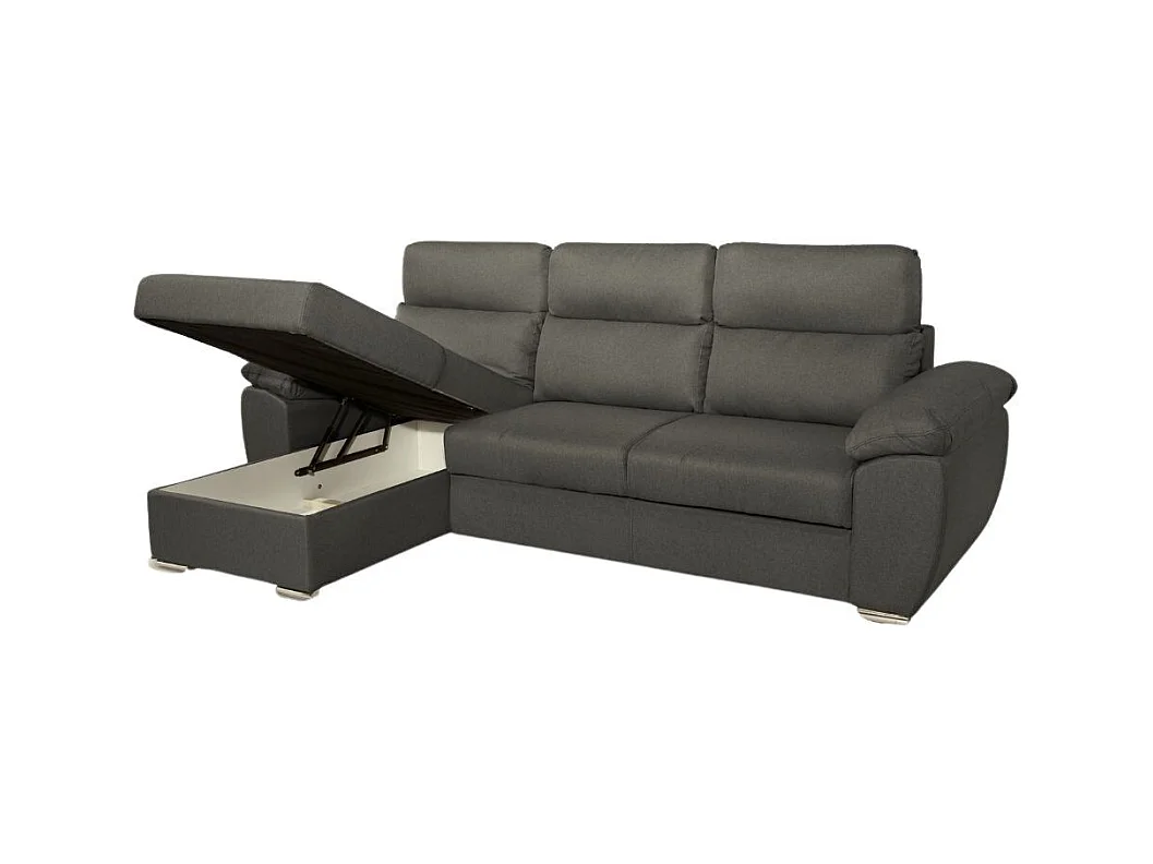 Divano con penisola contenitore grigio ComoII tessuto giulia9713